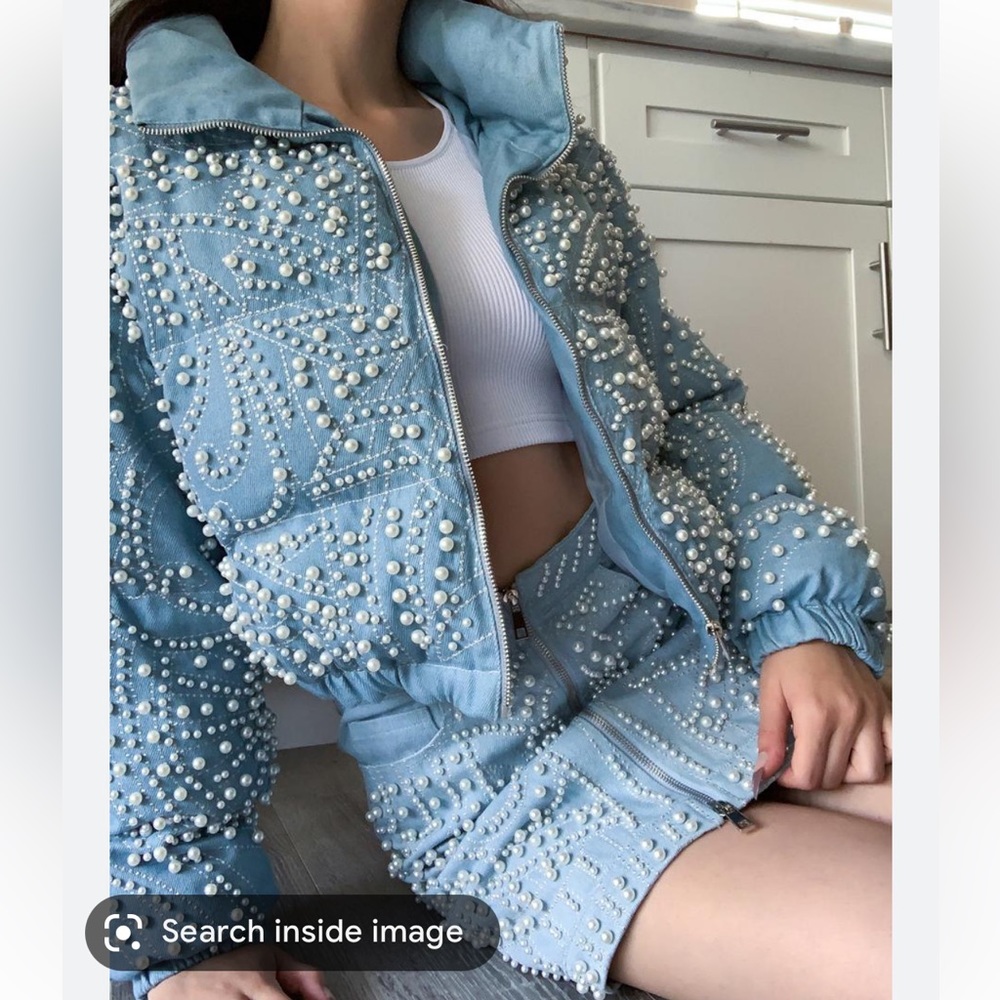 AZALEA WANG Denim Pearl Puffer